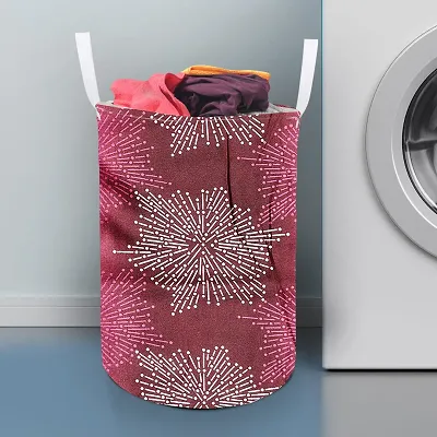 Stylish Polyester Foldable Laundry Bag Laundry Basket Organizer With Handle For Dirty  Clothes - Printed Pink