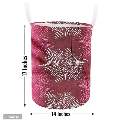 Stylish Polyester Foldable Laundry Bag Laundry Basket Organizer With Handle For Dirty  Clothes - Printed Pink-thumb4