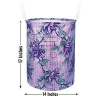 Stylish Polyester Foldable Laundry Bag Laundry Basket Organizer With Handle For Dirty  Clothes - Floral Purple-thumb3