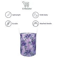 Stylish Polyester Foldable Laundry Bag Laundry Basket Organizer With Handle For Dirty  Clothes - Floral Purple-thumb1