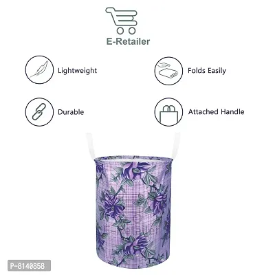 Stylish Polyester Foldable Laundry Bag Laundry Basket Organizer With Handle For Dirty  Clothes - Floral Purple-thumb2