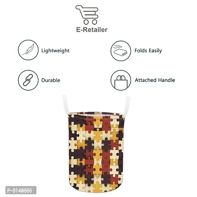 Stylish Digital Printed Polyester Foldable Laundry Bag Laundry Basket Organizer With Handle For Dirty  Clothes - Geometric Yellow-thumb2