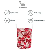 Stylish Polyester Foldable Laundry Bag Laundry Basket Organizer With Handle For Dirty  Clothes - Floral Red-thumb1