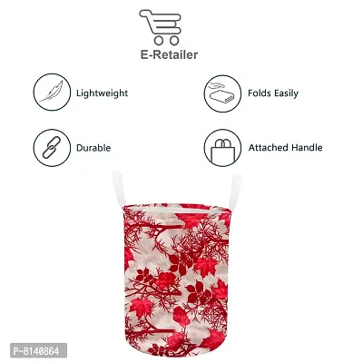 Stylish Polyester Foldable Laundry Bag Laundry Basket Organizer With Handle For Dirty  Clothes - Floral Red-thumb2