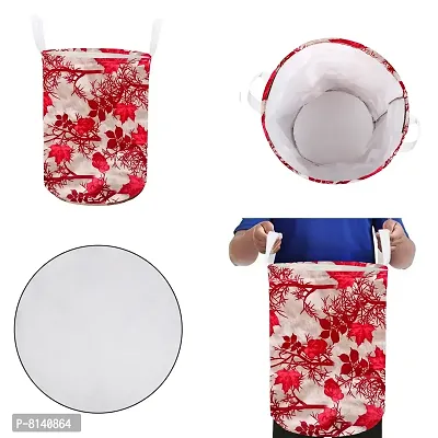 Stylish Polyester Foldable Laundry Bag Laundry Basket Organizer With Handle For Dirty  Clothes - Floral Red-thumb5