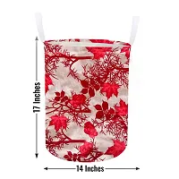 Stylish Polyester Foldable Laundry Bag Laundry Basket Organizer With Handle For Dirty  Clothes - Floral Red-thumb3