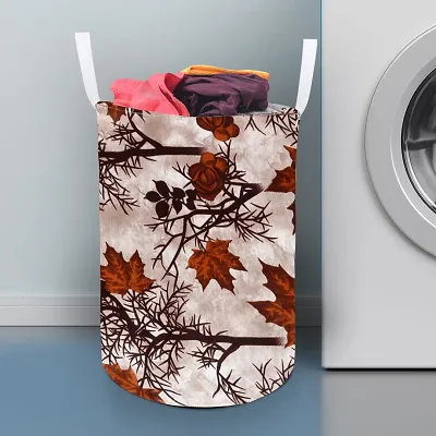 Stylish Polyester Foldable Laundry Bag Laundry Basket Organizer With Handle For Dirty  Clothes - Floral Brown