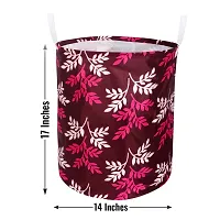 Stylish Polyester Foldable Laundry Bag Laundry Basket Organizer With Handle For Dirty  Clothes - Leaf Purple-thumb3