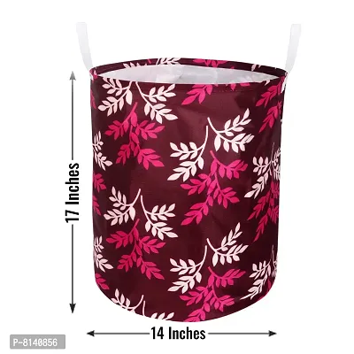 Stylish Polyester Foldable Laundry Bag Laundry Basket Organizer With Handle For Dirty  Clothes - Leaf Purple-thumb4