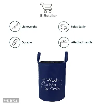 Designer Waterproof PVC Foldable Laundry Basket Organizer With Handle For Dirty Clothes- 45 L-thumb2