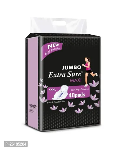 Extra Sure Jumbo XXXL Ultra Clean Soft Thin Dry Cottony Sanitary Napkin Pad With Wing For Women Girl (40)-thumb0