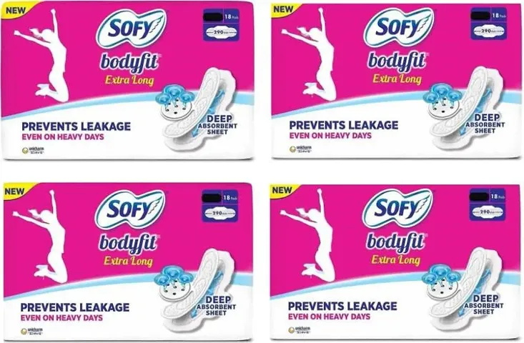 SOFY Body Fit Sanitary Pads 18+18+18+18 Combo Pack Sanitary Pad (Pack of 4 ) Sanitary Pad (Pack of 72)