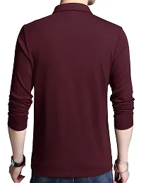 Men's Maroon Solid Cotton Polos-thumb2