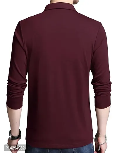 Men's Maroon Solid Cotton Polos-thumb3