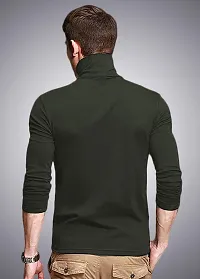 Men's Solid Cotton High Neck T-Shirt-thumb1
