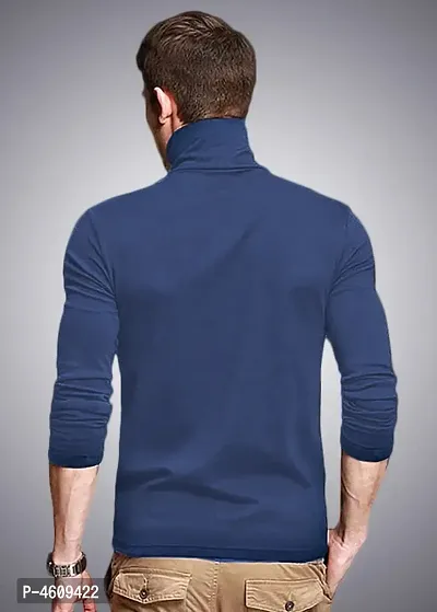 Men's Solid Cotton High Neck T-Shirt-thumb2