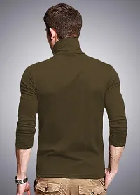 Men's Solid Cotton High Neck T-Shirt-thumb1