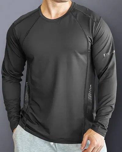 EYEBOGLER Mens Dry Fit Round Neck Full Sleeve Casual Tshirt