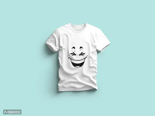 Reliable White Polycotton Printed Round Neck Tees For Men-thumb0