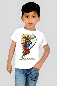 Stylish White Cotton Blend Printed Tees For Boys-thumb1