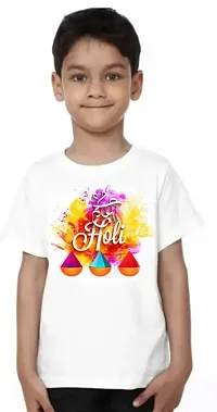 Stylish White Cotton Blend Printed Tees For Boys-thumb1