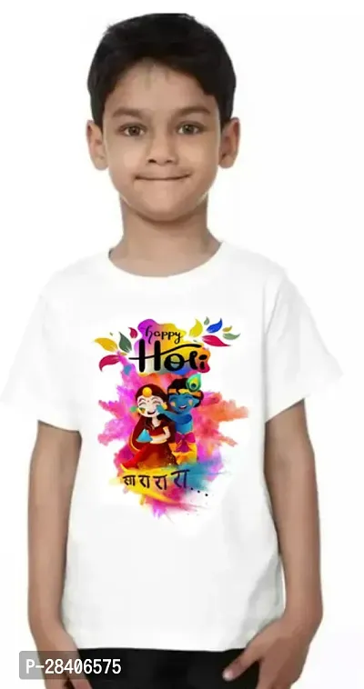 Stylish White Cotton Blend Printed Tees For Boys-thumb2