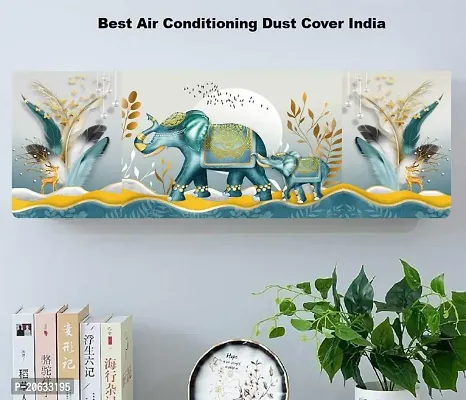 Aryamurti Elephant New Printed Air Conditioning Dust Cover Folding Designer Ac Cover for Indoor Split Ac (97 x 31 x 21cm)