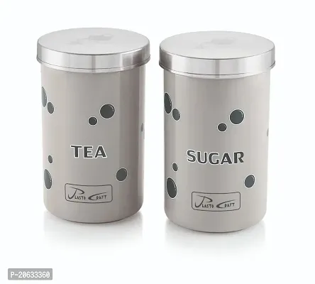 Aryamurti Tea Sugar Containers Set with Spoon/ 2Pieces =Tea + Sugar + - 900 ml Plastic Tea  Sugar Container-thumb2