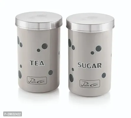 ARYAMURTI_Tea Sugar Containers Set with Spoon/ 2 Pieces =Tea + Sugar (900 ml) - 900 ml Plastic Tea Coffee  Sugar Container