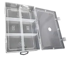 aryamurti Plastic Grid Box Organizer For Jewelry Hair Pins Medicines Craft Material Hardware With 6 Partitions/Sections Storage Box (Clear)-thumb3