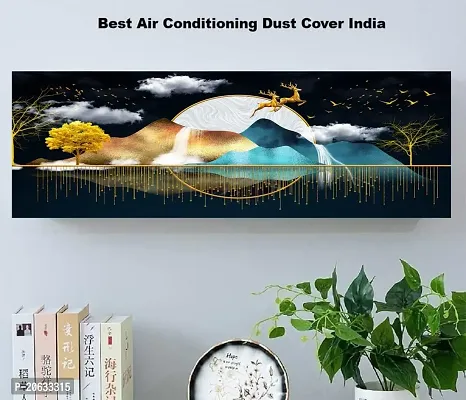 Aryamurti Air Conditioning Dust Cover Folding Designer Golden Sunset Ac Cover for Indoor Split Ac 1.5 ton (97 x 31 x 21 .5 cm )-thumb0