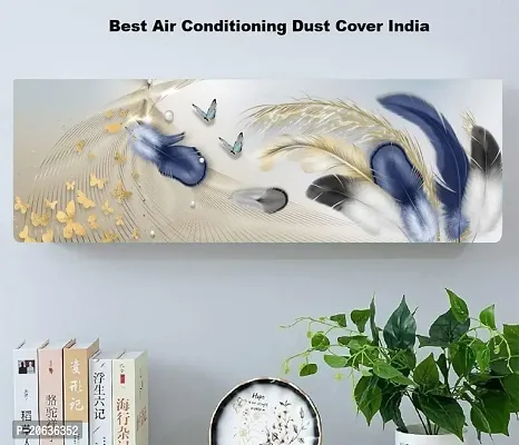 Aryamurti Printed Color Air Conditioning Dust Cover Folding Rainbow Butterflies And Bird Feather Designer Leaves Tree AC Covers for Split for 1.5 ton Indoor Unit (Size:97 x 31 x 25.4 CM)-thumb0