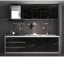 Oil-Proof, Waterproof Marble Effect Self-Adhesive Kitchen Stickers 40 X 200 Cm, Black Combo-thumb2