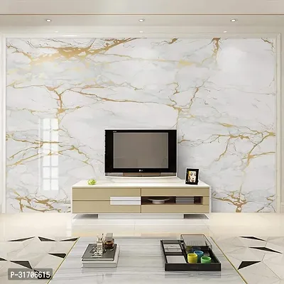 Golden Elegance White And Gold Marble Self-Adhesive Wallpaper (2X25 Feet) Combo-thumb0