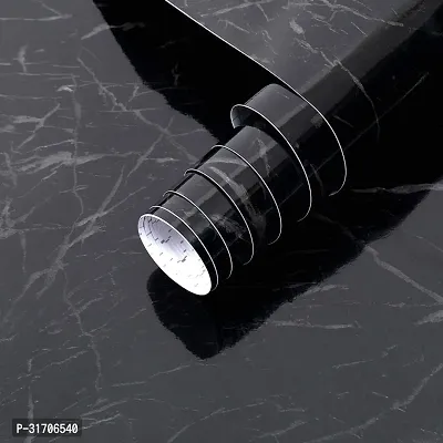 Oil-Proof, Waterproof Pvc Marble Effect Self-Adhesive Kitchen Stickers, 40 X 200 Cm, Black, Combo-thumb0