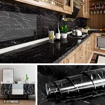 Marble Effect Self-Adhesive Kitchen Stickers 40 X 200 Cm, Black Combo-thumb2