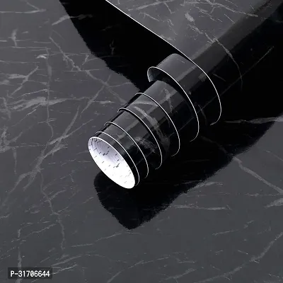 Oil-Proof, Waterproof Marble Effect Self-Adhesive Kitchen Stickers 40 X 200 Cm, Black Combo-thumb0