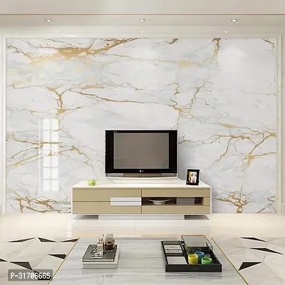 Golden Elegance White And Gold Marble Self-Adhesive Wallpaper, 2 X 25 Feet Combo-thumb0