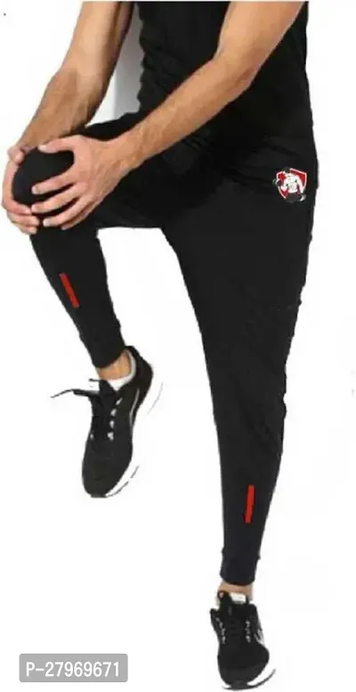 Stylish Black Nylon Solid Regular Fit Track Pants For Men-thumb0