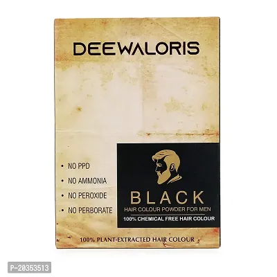 Deewal Oris Black Hair Colour Powder for Men | 100% Chemical Free | Plant Extracted