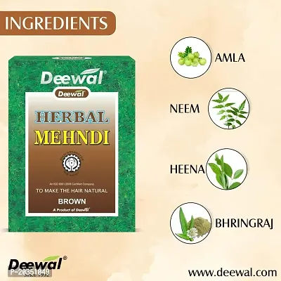 Deewal herbal Brown mehndi for men  women with 100% Natural, for long  smooth hair (160)-thumb4