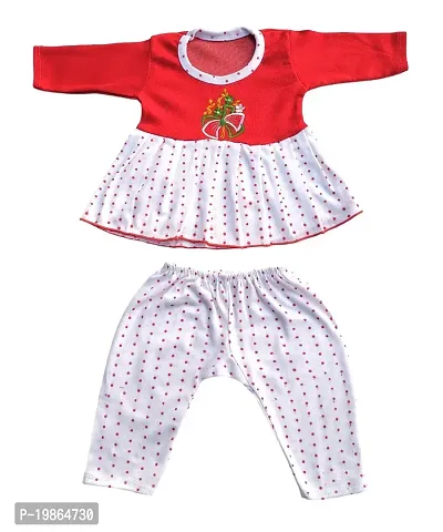 Baby Girl Soft Cotton Multicolor Full Sleeve Knee length Printed Casual Frock Pajama Pant For Kids Infant Toddler Combo Set Of ndash; 3-thumb2