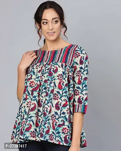 Beautiful Rayon Multicoloured Printed Short Kurta For Women-thumb0