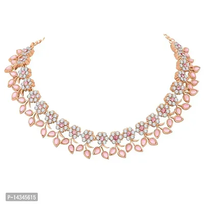 Pink American Diamond Necklace Set