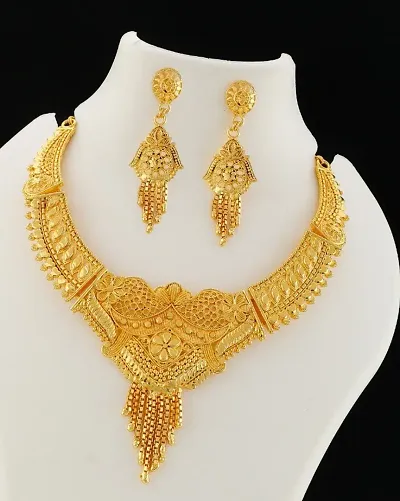 Tready Brass Golden Jewellery Set