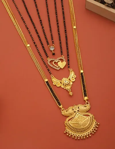 Combo Of 4 Gold Plated Brass Beads Mangalsutras