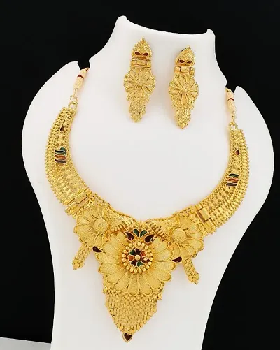 Tready Brass Golden Jewellery Set