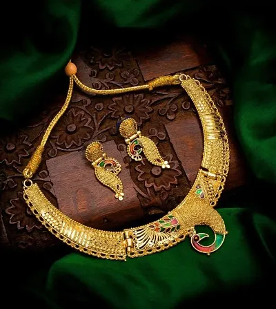 Amelia Designer Golden Copper Choker Jewellery Set