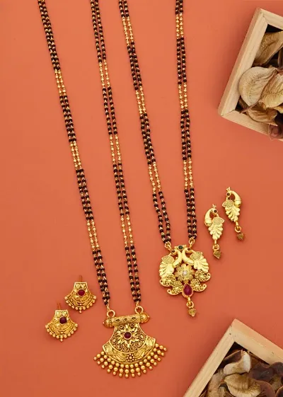 Combo Of 2 Gold Plated Alloy Mangalsutra Sets