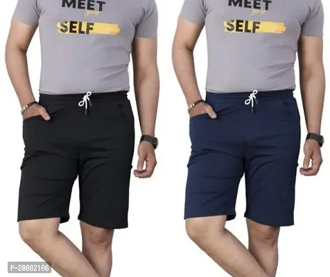 Classic Polyester Solid Shorts for Men, Pack of 2
